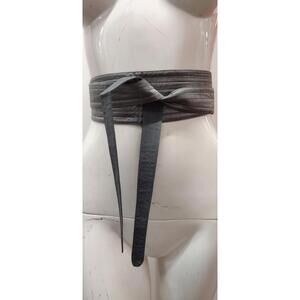 Vintage 1970s Silk Sash Gray Rich Obi Belt Wide Boho Hippie Stripes Deadstock